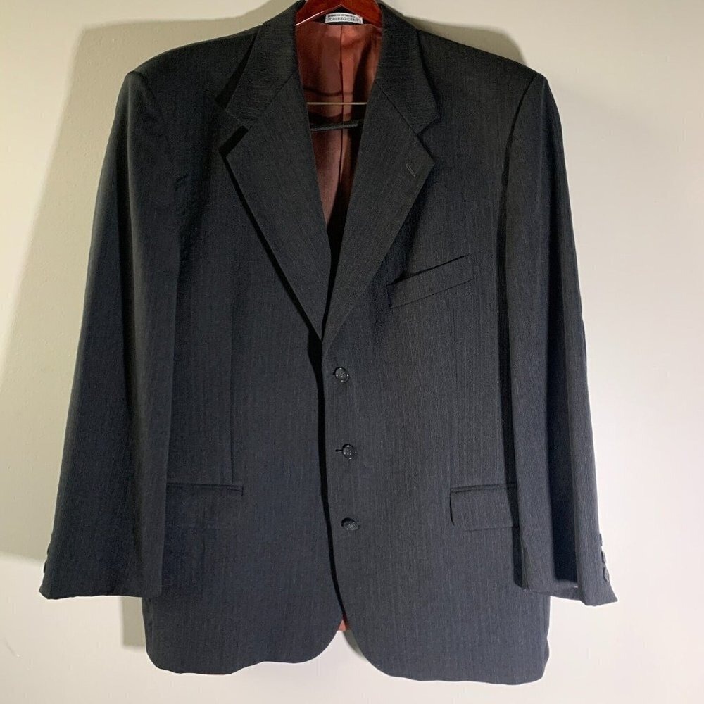 UNGARO UOMO Paris Brown Pure Wool 3 Button Blazer Jacket Sport Coat Suit Sz 46R